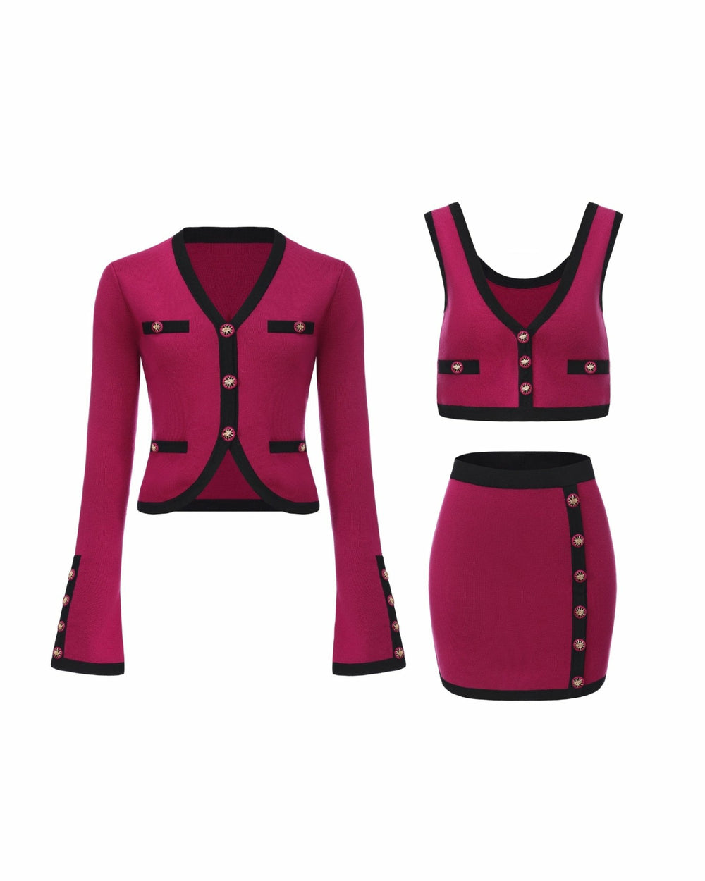 Lisette Knit Set: Magenta Knit Set for Country Club Brunch | Nana Jacqueline