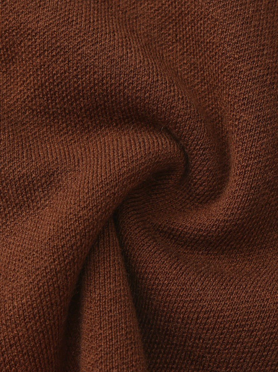 Brown Contrast-Trim Knit Three-Piece Set | Nana Jacqueline