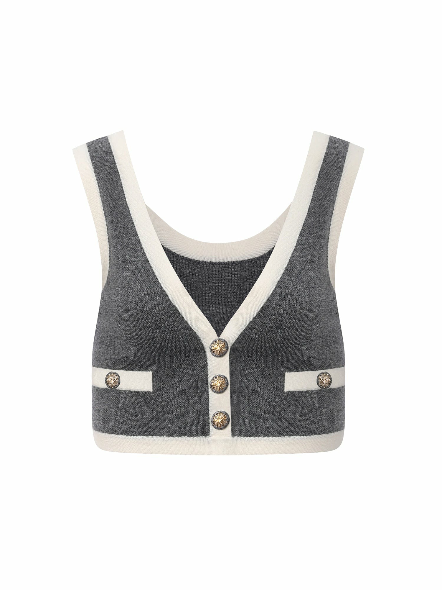 Grey Contrast-Trim Knit Three-Piece Set – Grey | Nana Jacqueline