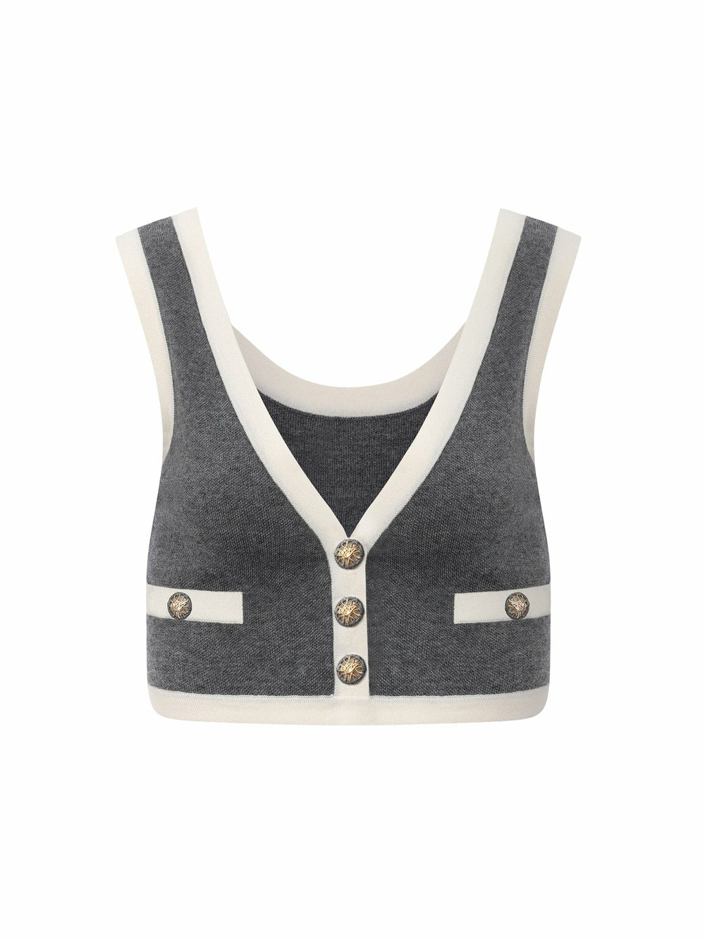 Grey Contrast-Trim Knit Three-Piece Set – Grey | Nana Jacqueline