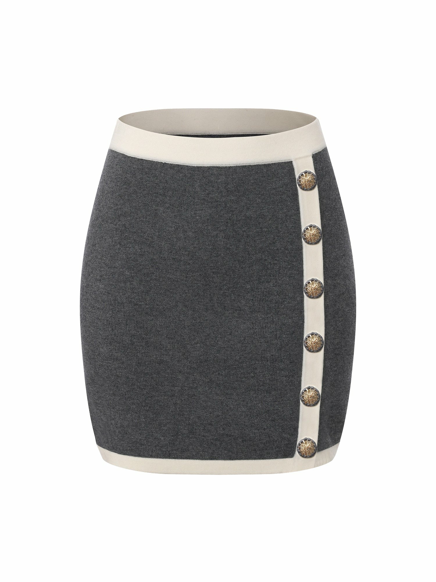 Grey Contrast-Trim Knit Three-Piece Set – Grey | Nana Jacqueline