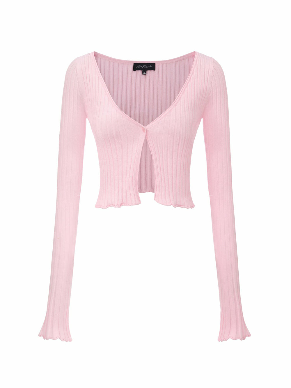 Pink Cropped Ribbed Knit Cardigan | Nana Jacqueline