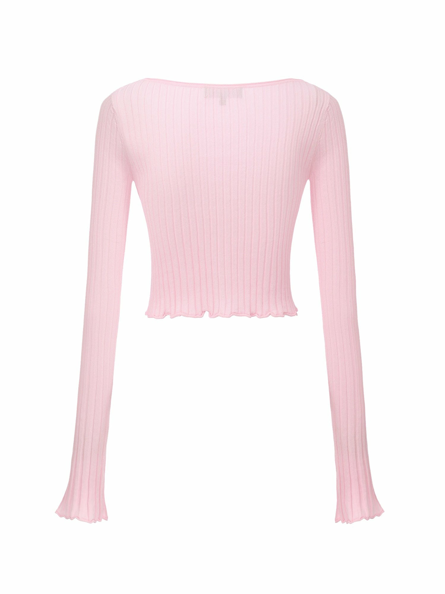 Pink Cropped Ribbed Knit Cardigan | Nana Jacqueline