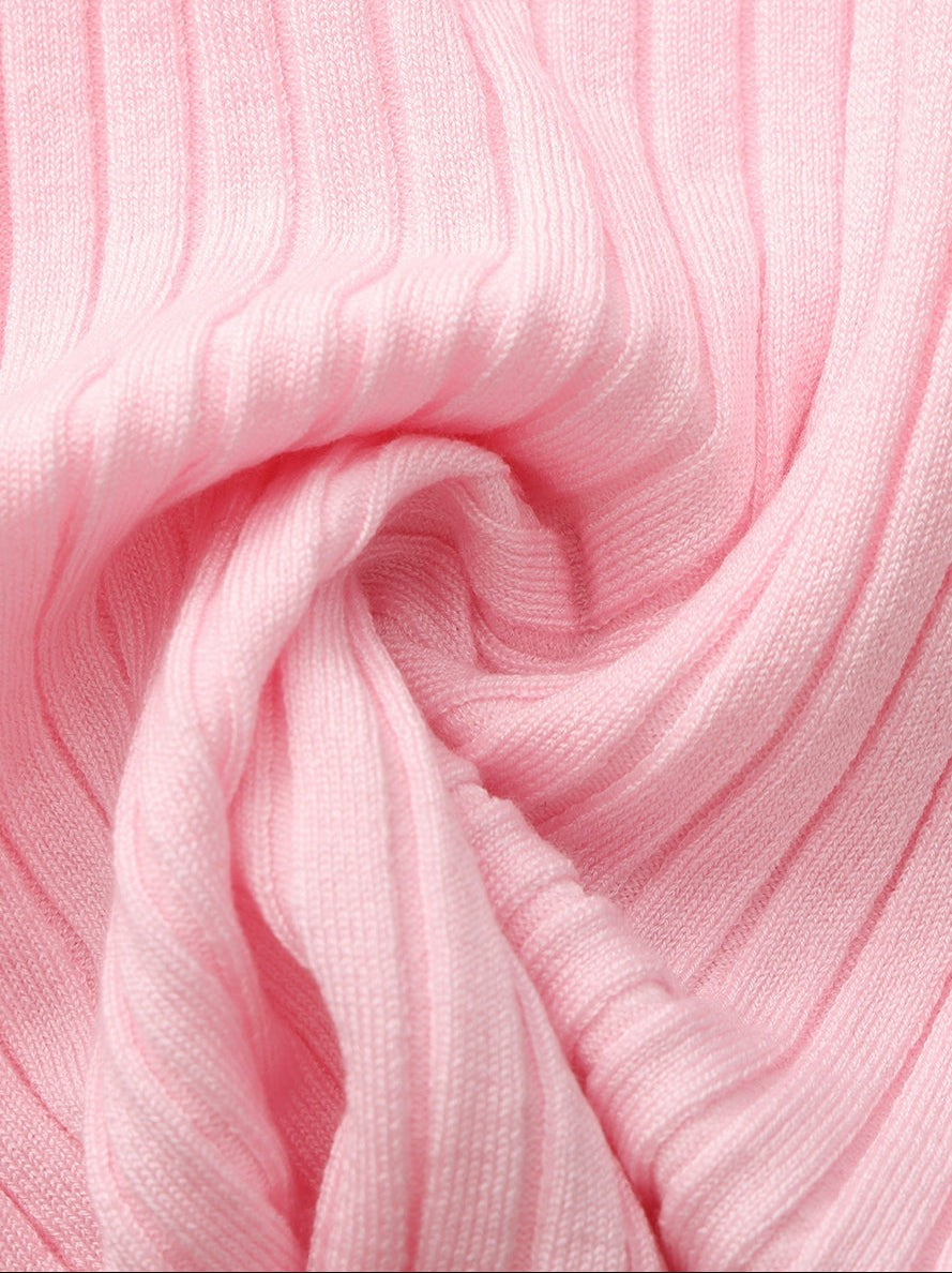 Pink Cropped Ribbed Knit Cardigan | Nana Jacqueline
