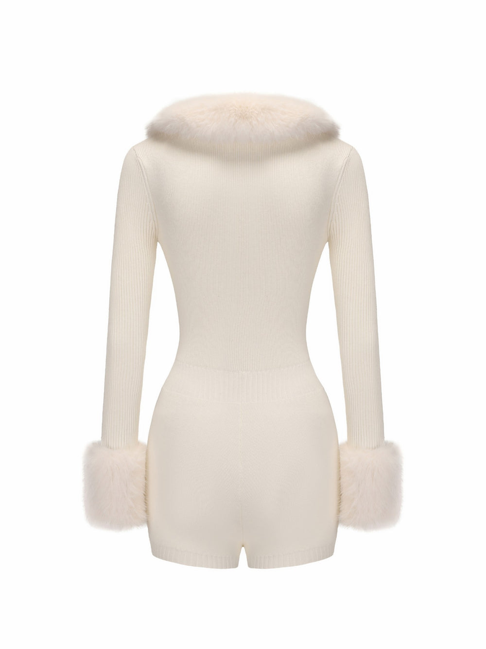 Natalia Fur Jumpsuit: White Jumpsuit for Wedding After-Party | Nana Jacqueline