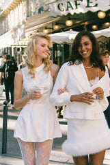 Gia Knit Jacket: White Knit Jacket for Resort Brunch | Nana Jacqueline