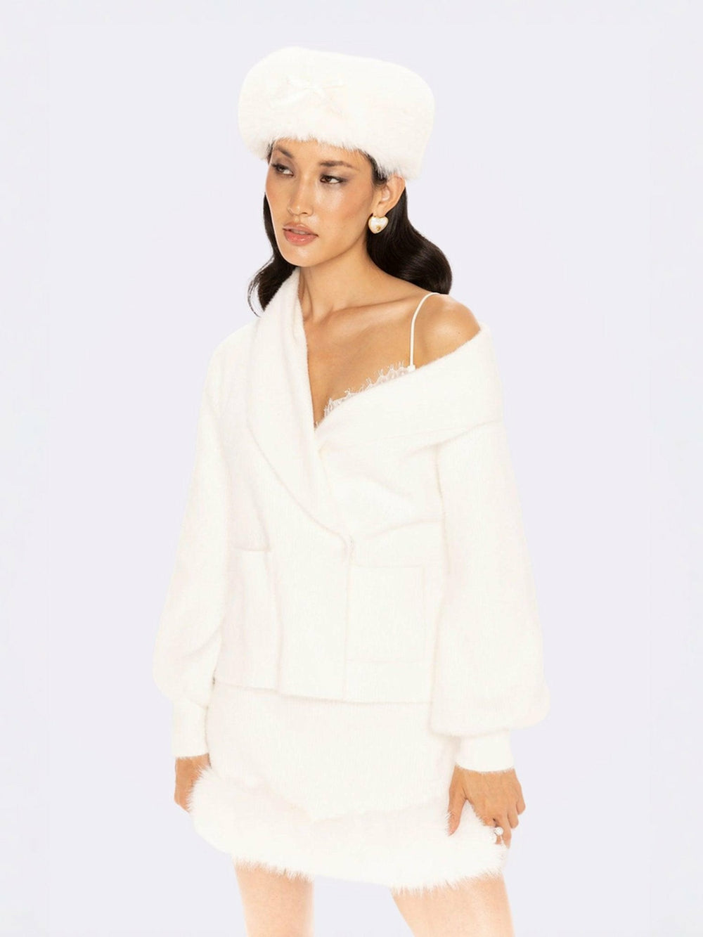 Gia Knit Jacket: White Knit Jacket for Resort Brunch | Nana Jacqueline