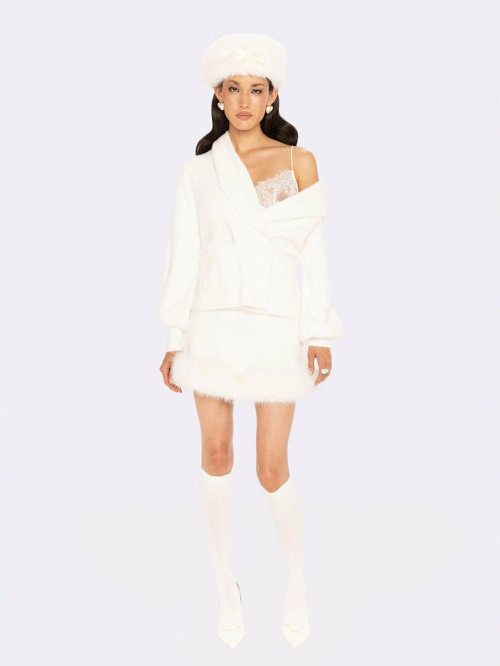 Gia Knit Jacket: White Knit Jacket for Resort Brunch | Nana Jacqueline