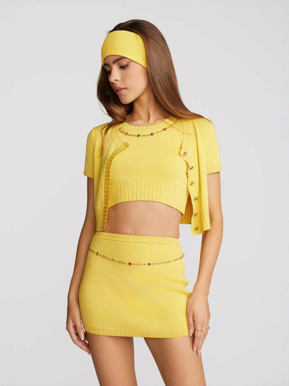 Kennedy Knit Top Set: Yellow Knit Set for Brunch | Nana Jacqueline