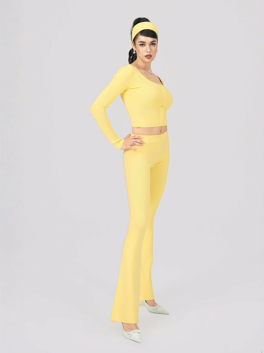 Holly Pants: Yellow Knit Pants for Resort Brunch | Nana Jacqueline