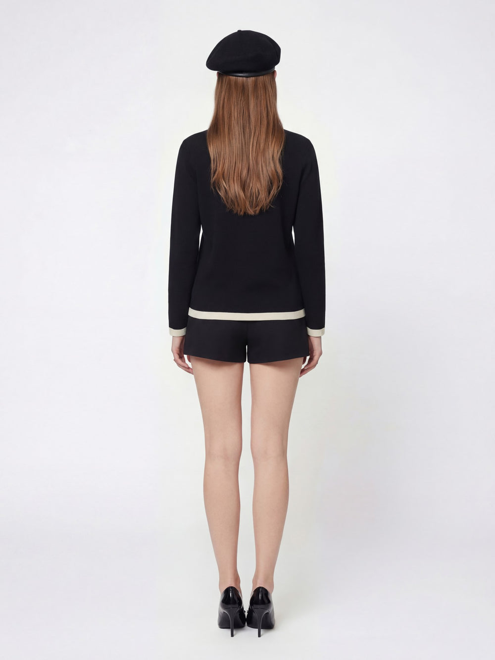 Yvette Contrast Knit Black Cardigan: Black Cardigan for Weekend Brunch | Nana Jacqueline