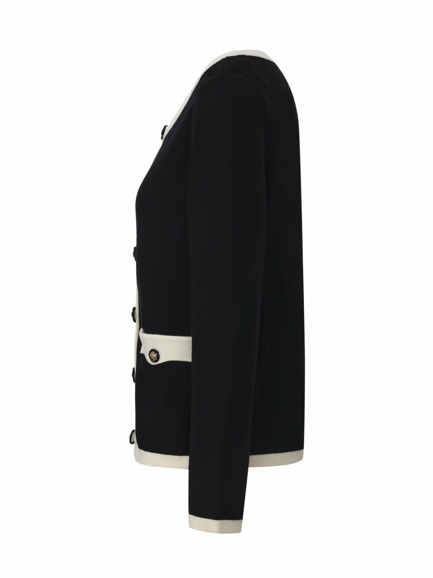 Yvette Contrast Knit Black Cardigan: Black Cardigan for Weekend Brunch | Nana Jacqueline