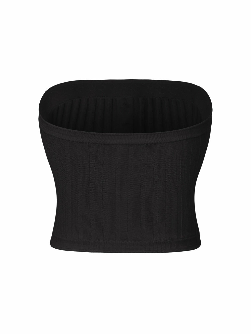 Black Strapless Knit Top with Gemstone Buttons | Nana Jacqueline