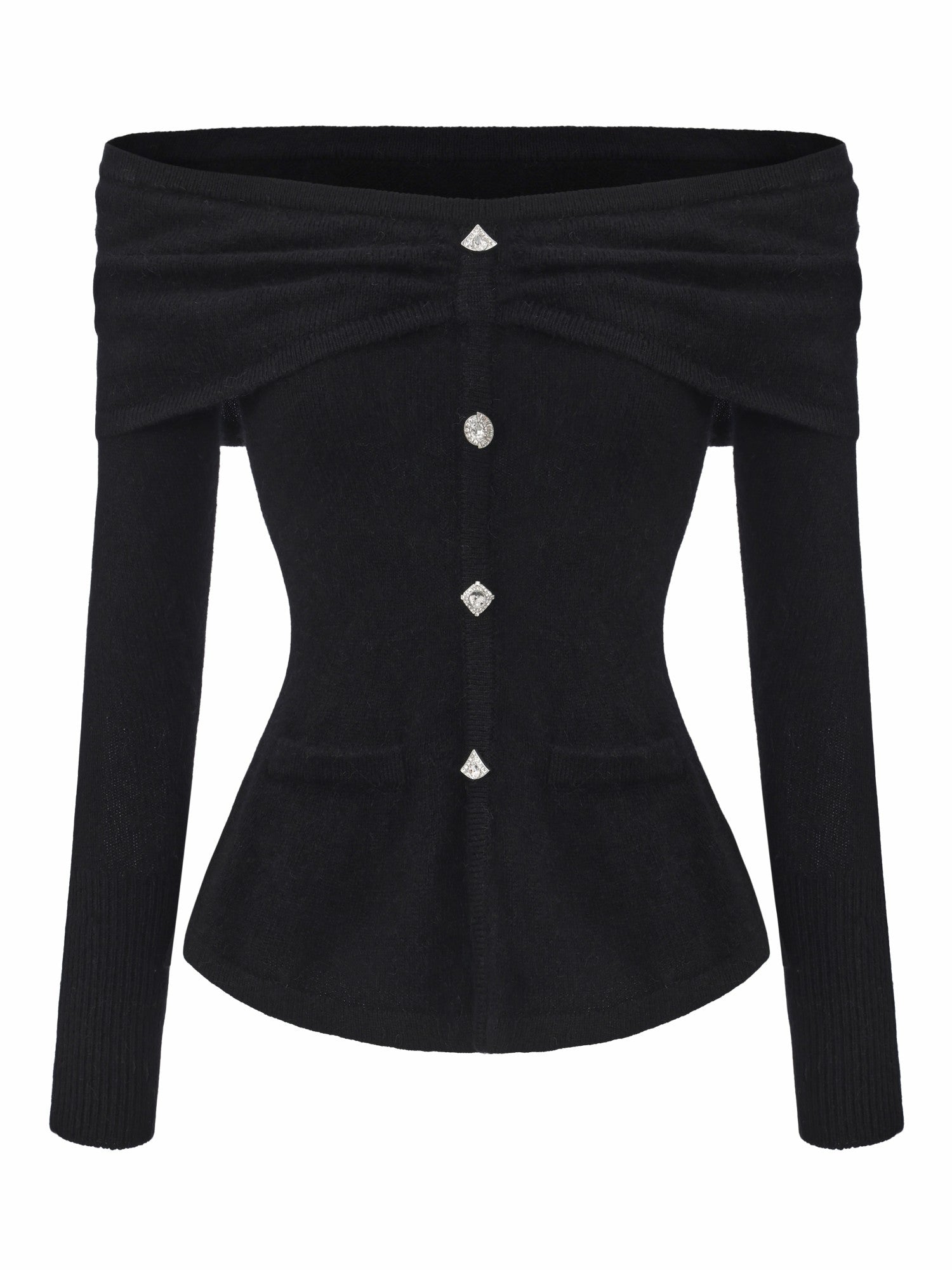 Brigitte Off-Shoulder Knit Black Top: Black Knit Top for Date Night | Nana Jacqueline