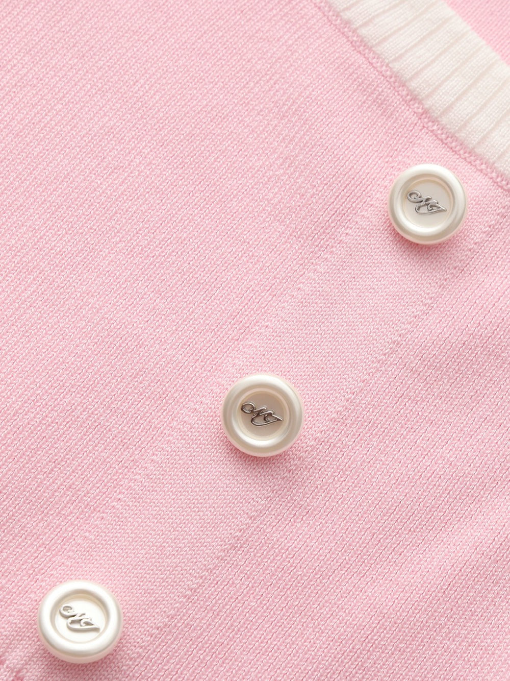 Pink Contrast-Trim Knit Vest with Pearl Buttons | Nana Jacqueline