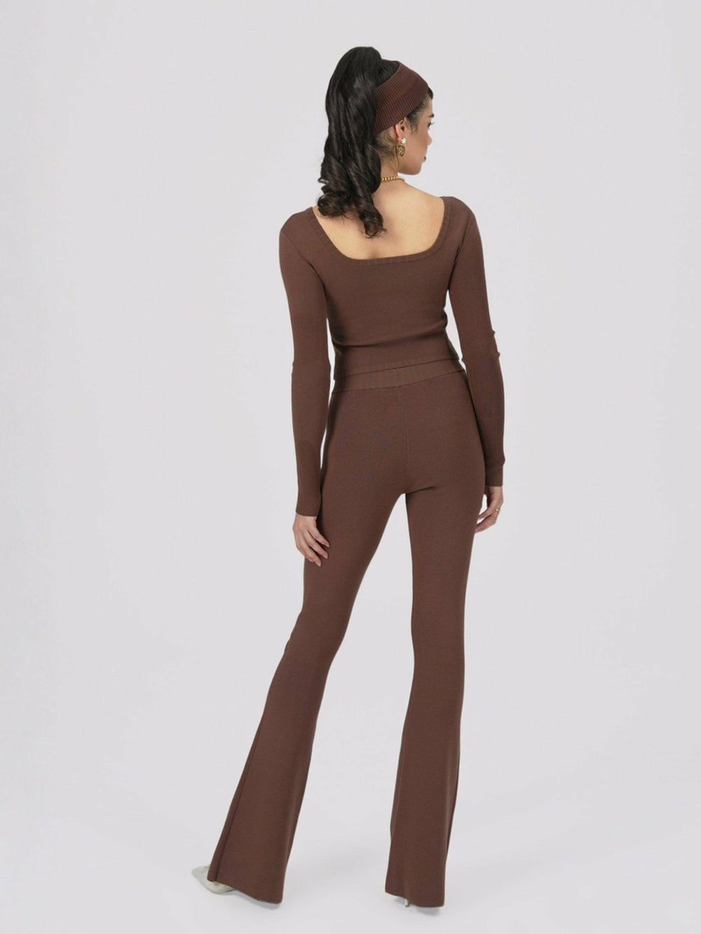 Holly Pants: Brown Knit Pants for Resort Brunch | Nana Jacqueline