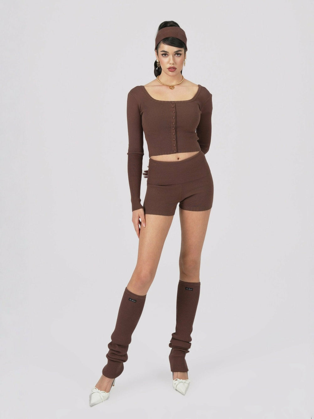Holly Shorts: Brown Knit Shorts for Resort Outfit | Nana Jacqueline