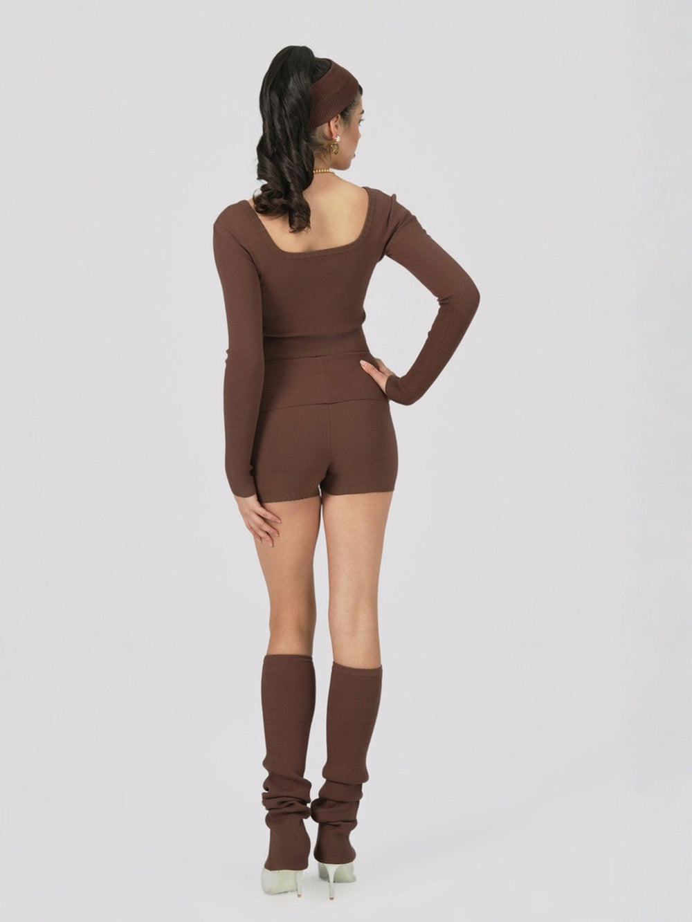Holly Shorts: Brown Knit Shorts for Resort Outfit | Nana Jacqueline