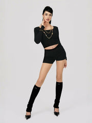 Holly Shorts: Black Shorts for Resort Brunch | Nana Jacqueline