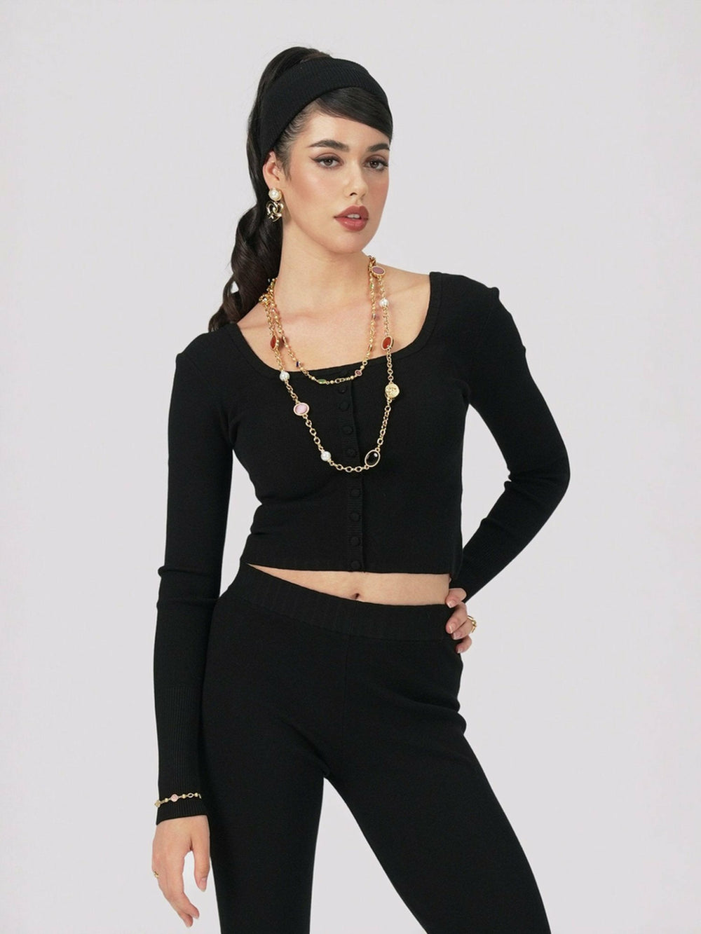 Holly Pants: Black Knit Pants for Resort Brunch | Nana Jacqueline