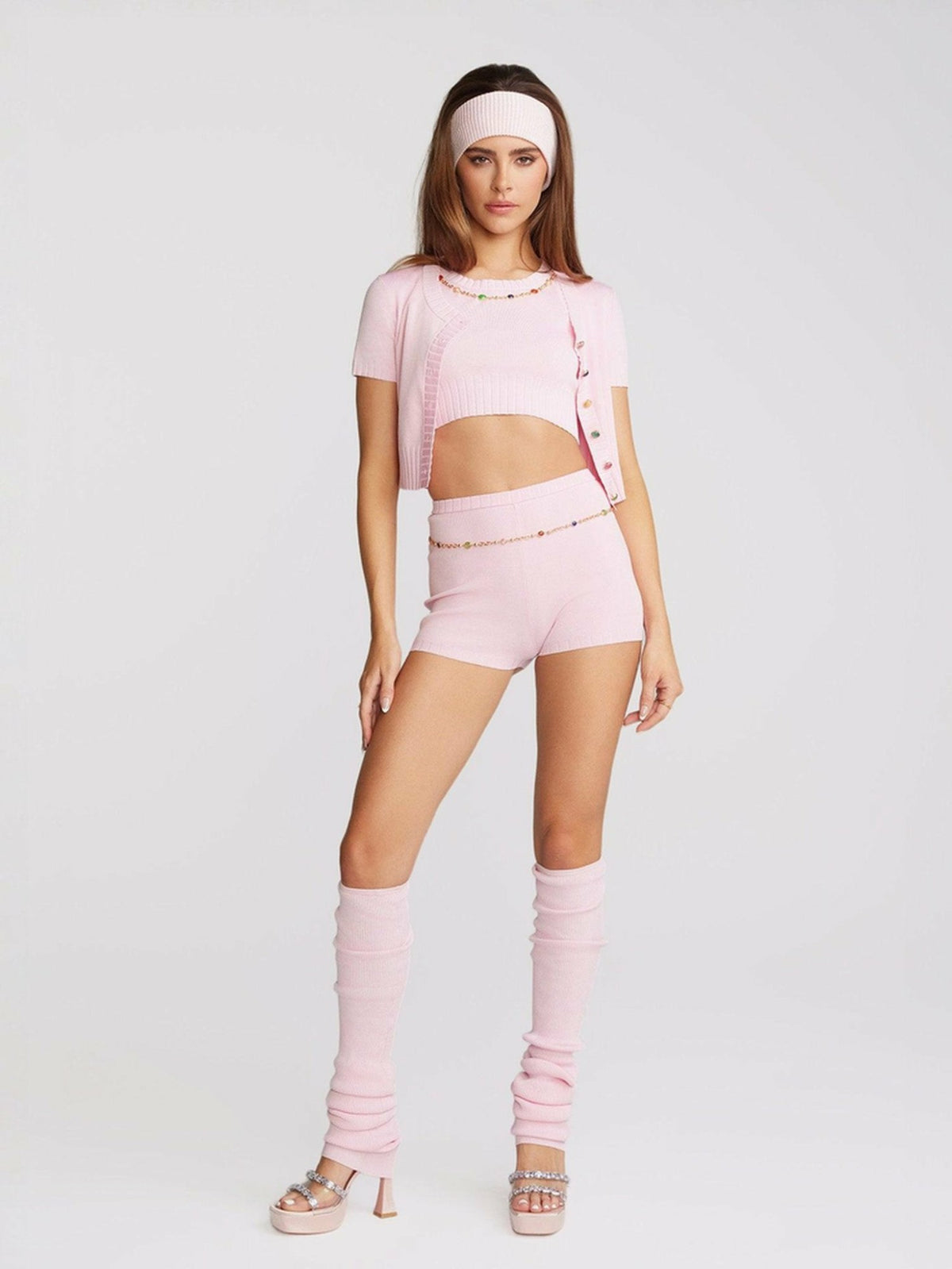 Kennedy Knit Shorts: Pink Knit Shorts for Resort Vacation | Nana Jacqueline