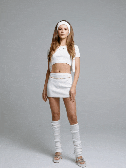 Kennedy Knit Skirt: White Knit Skirt for Resort Brunch | Nana Jacqueline
