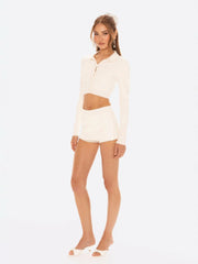Carrie Shorts: White Knit Shorts for Resort Brunch | Nana Jacqueline