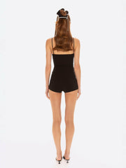 Carrie Shorts: Black Knit Shorts for Resort Vacation | Nana Jacqueline