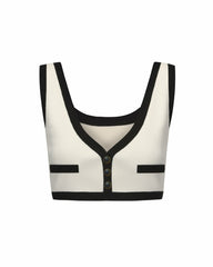 Eliza Vest Top: White Knit Top for Country Club Brunch | Nana Jacqueline
