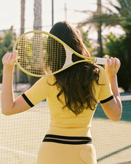 Hazel Polo Top: Yellow Knit Top for Country Club Brunch | Nana Jacqueline