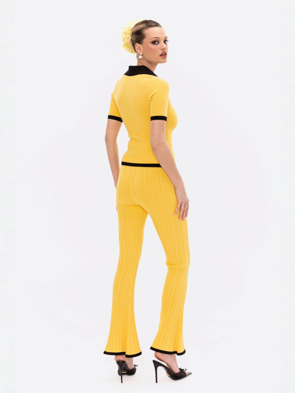 Hazel Polo Top: Yellow Knit Top for Country Club Brunch | Nana Jacqueline