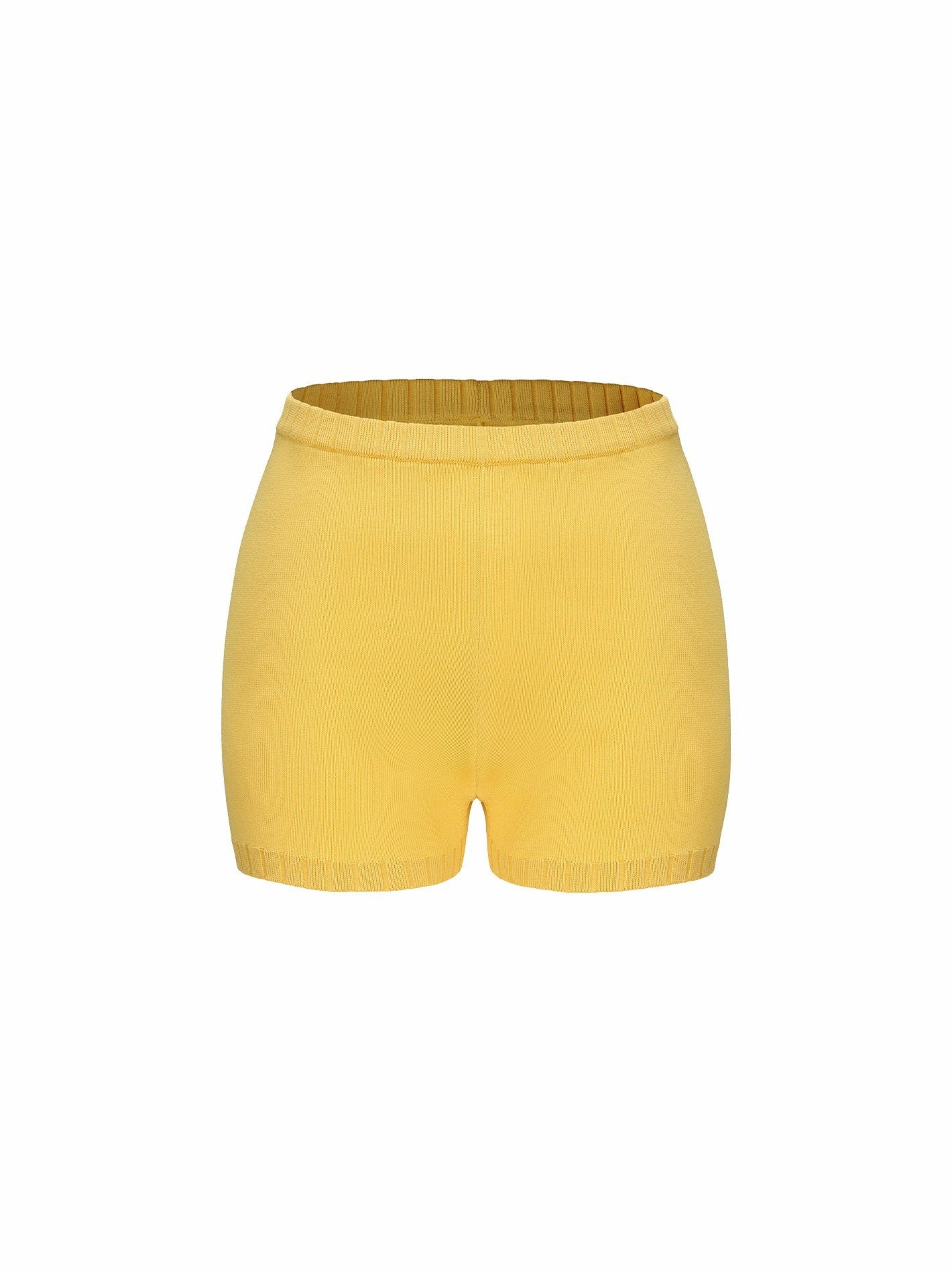 Kennedy Knit Shorts: Yellow Knit Shorts for Resort Vacation | Nana Jacqueline