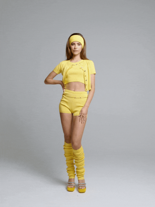 Kennedy Knit Shorts: Yellow Knit Shorts for Resort Vacation | Nana Jacqueline
