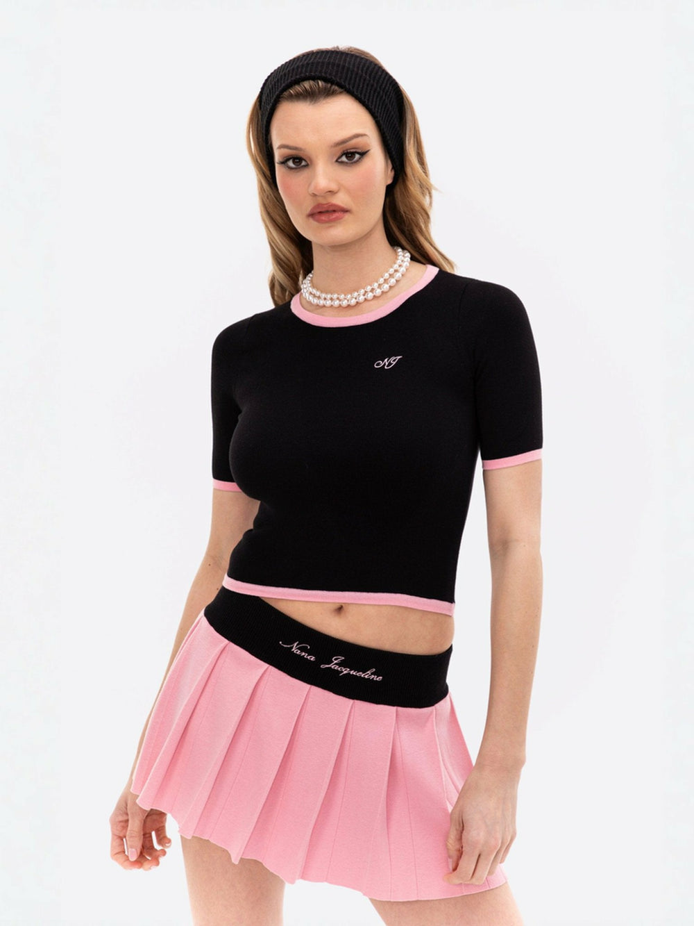 Luna Top: Black Pink Knit Top for Country Club Brunch | Nana Jacqueline
