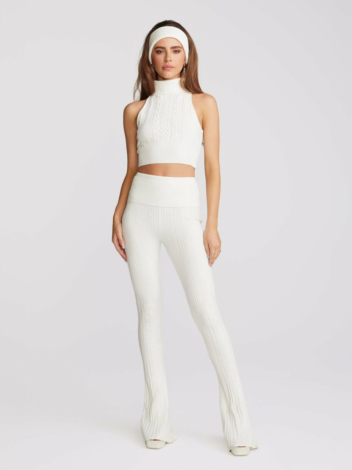 Janelle Knit Pants: White Knit Pants for Resort Brunch | Nana Jacqueline