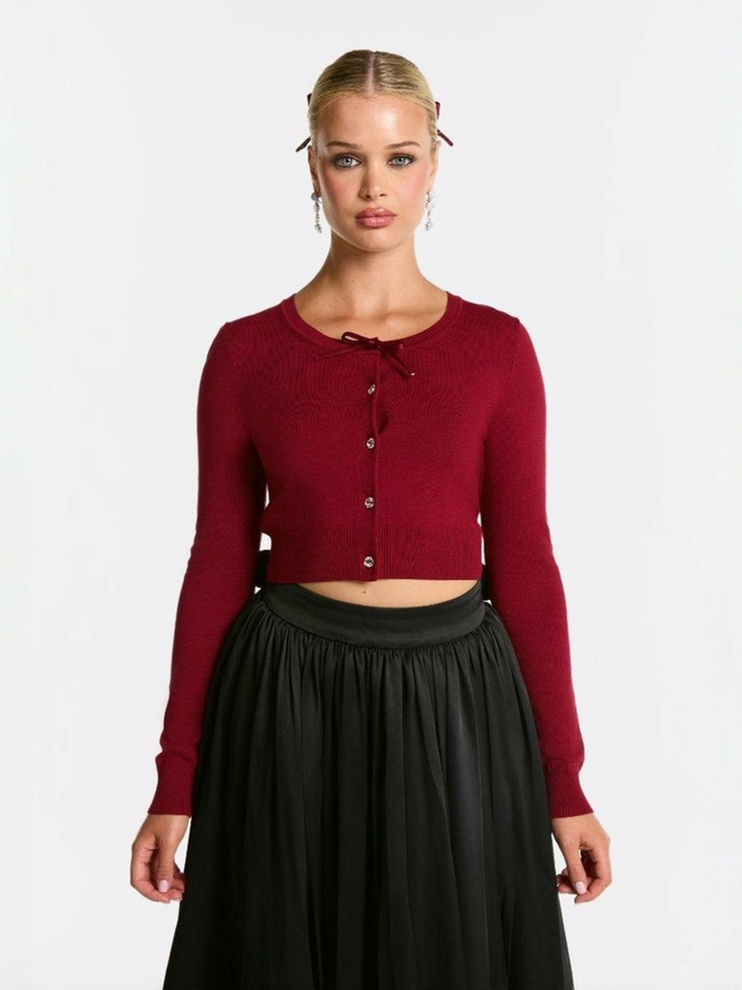 Audrina Cardigan: Red Cardigan for Brunch | Nana Jacqueline