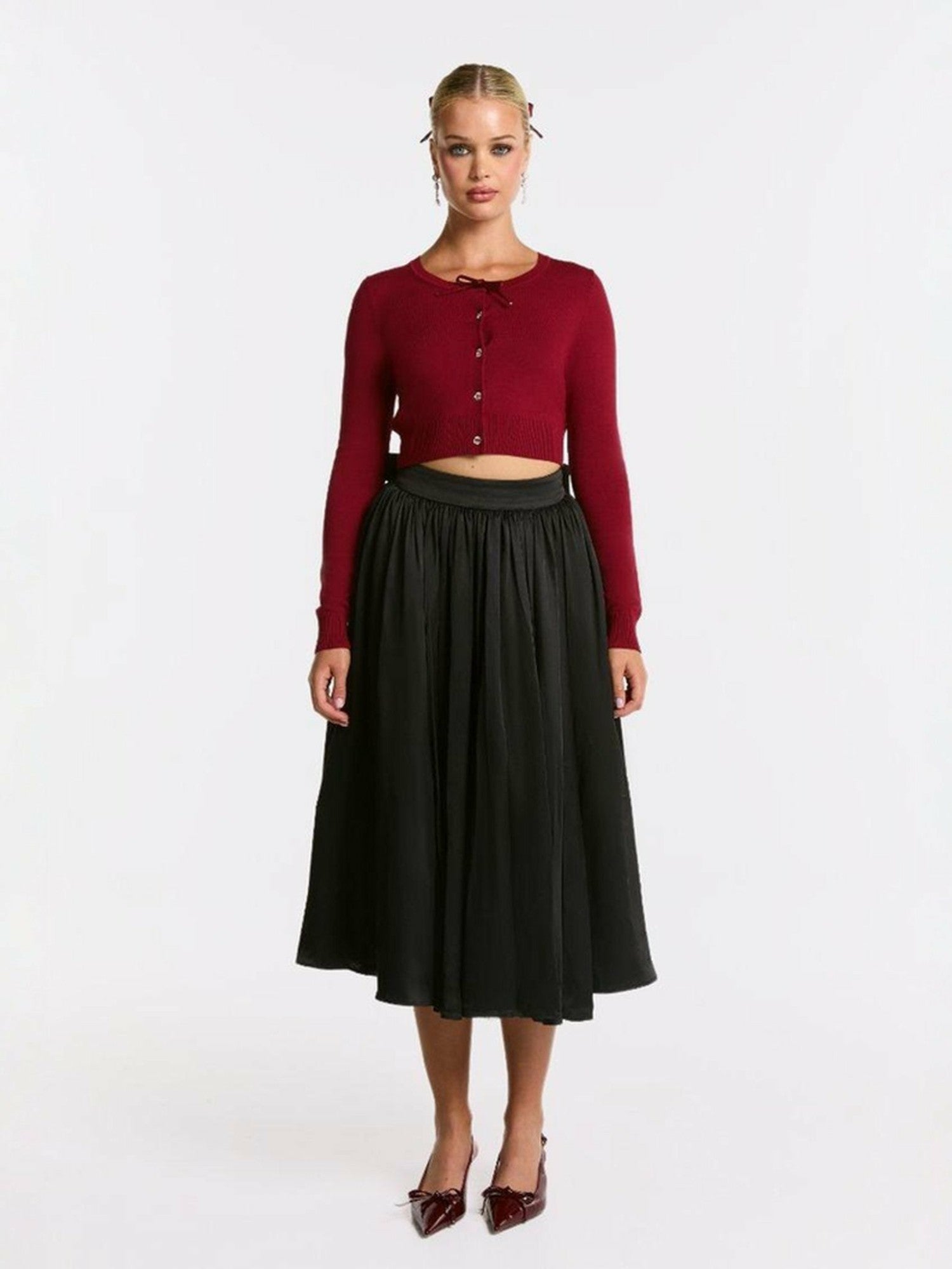 Audrina Cardigan: Red Cardigan for Brunch | Nana Jacqueline