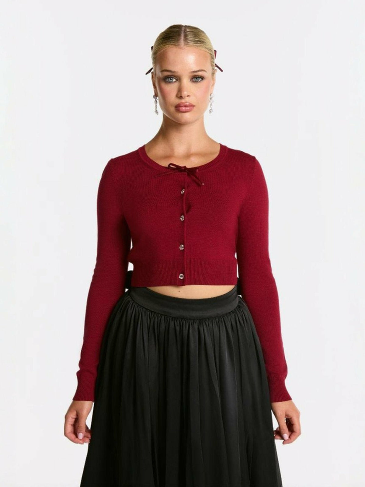 Audrina Cardigan: Red Cardigan for Brunch | Nana Jacqueline