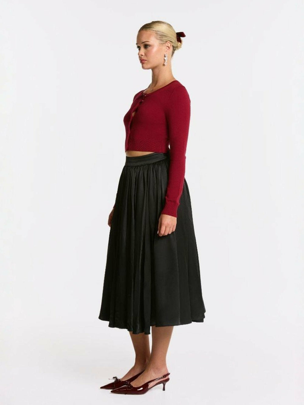 Audrina Cardigan: Red Cardigan for Brunch | Nana Jacqueline
