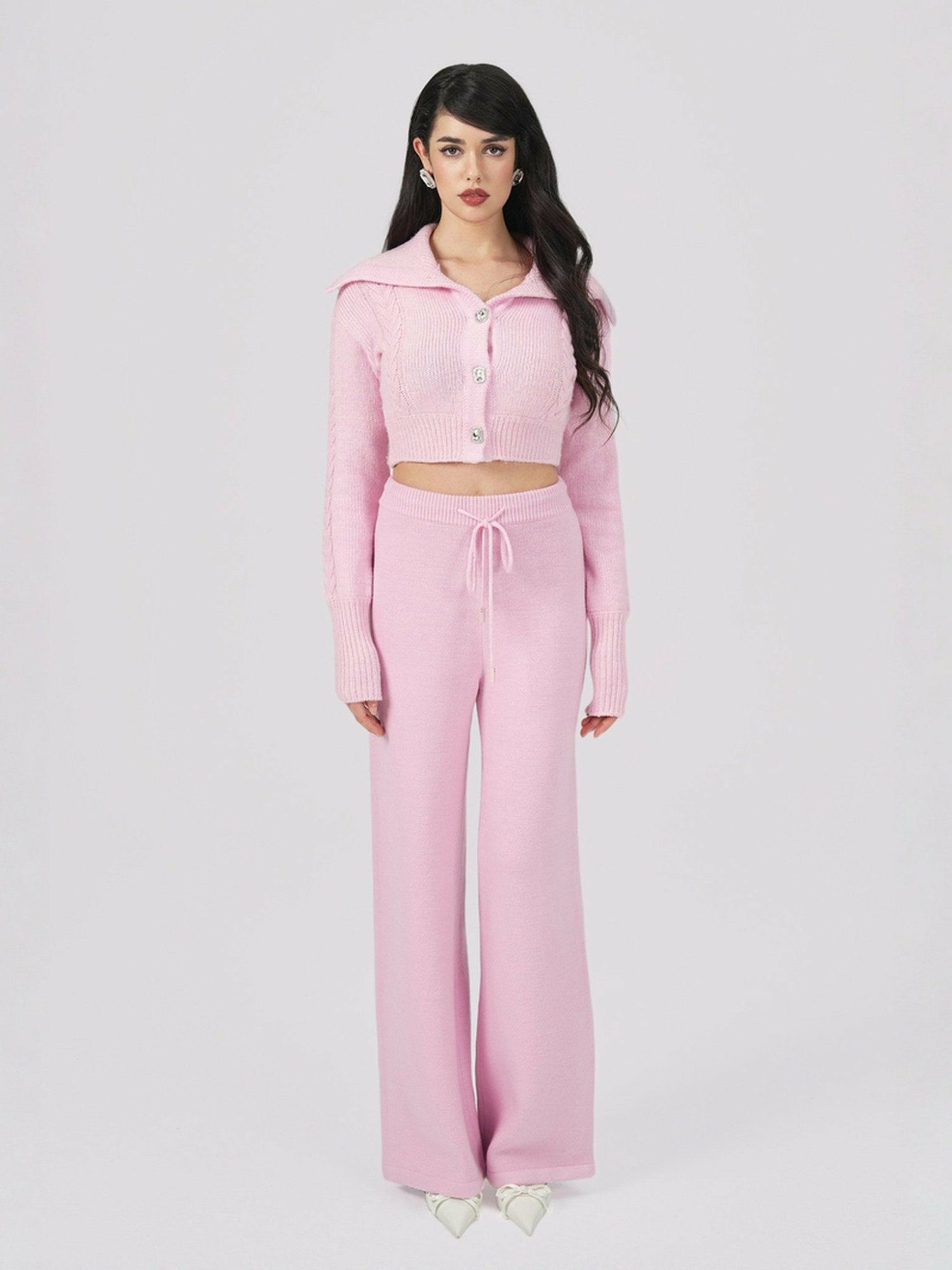 Addison Coat + Scarf Set: Pink Knit Set for Resort Brunch | Nana Jacqueline
