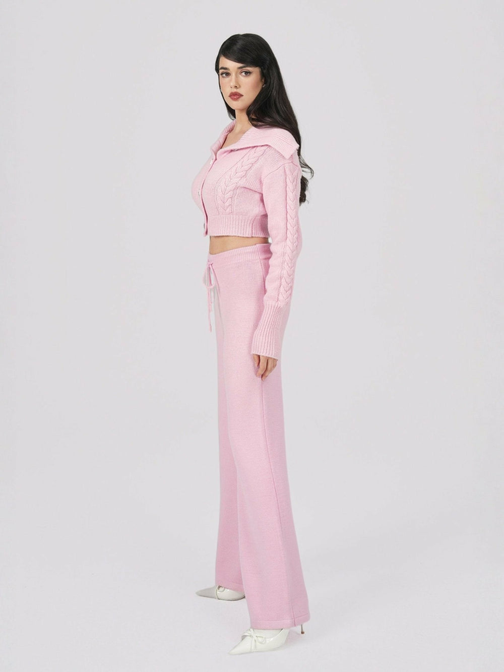 Addison Coat + Scarf Set: Pink Knit Set for Resort Brunch | Nana Jacqueline