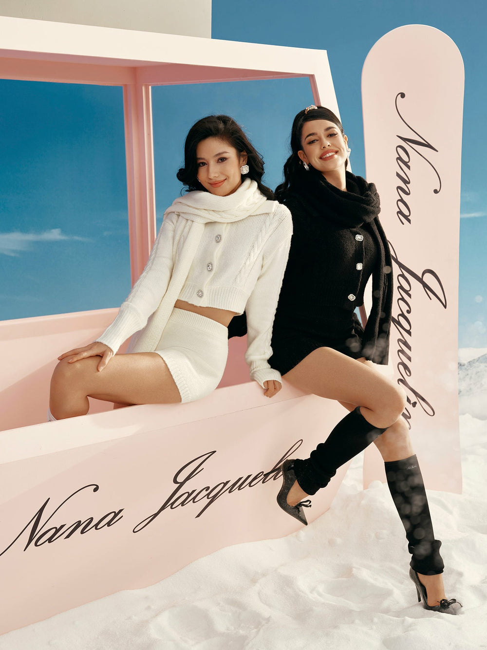 Addison Coat + Scarf Set: White Knit Set for Resort Brunch | Nana Jacqueline