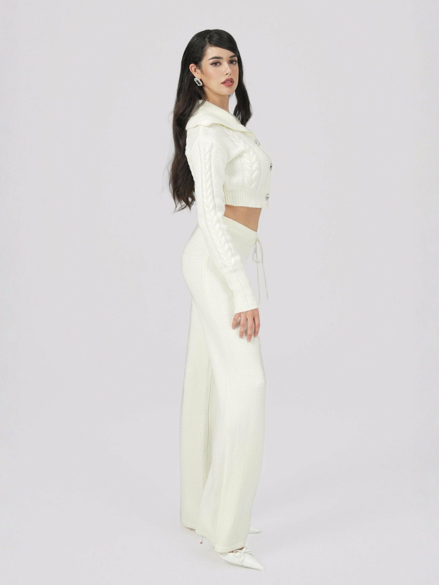 Addison Coat + Scarf Set: White Knit Set for Resort Brunch | Nana Jacqueline