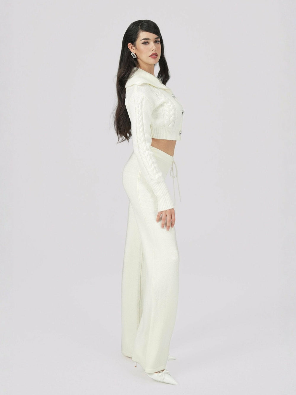 Addison Coat + Scarf Set: White Knit Set for Resort Brunch | Nana Jacqueline