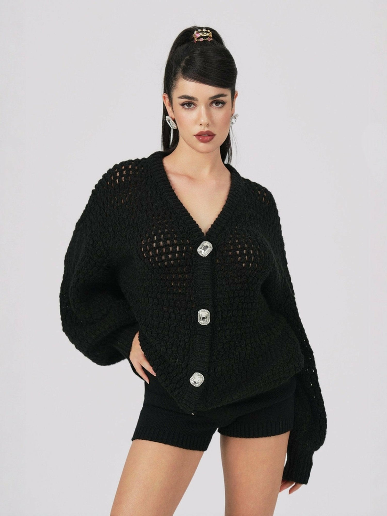 Alexis Cardigan + Scarf Set: Black Knit Set for Luxury Leisure | Nana Jacqueline