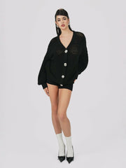 Alexis Cardigan + Scarf Set: Black Knit Set for Luxury Leisure | Nana Jacqueline
