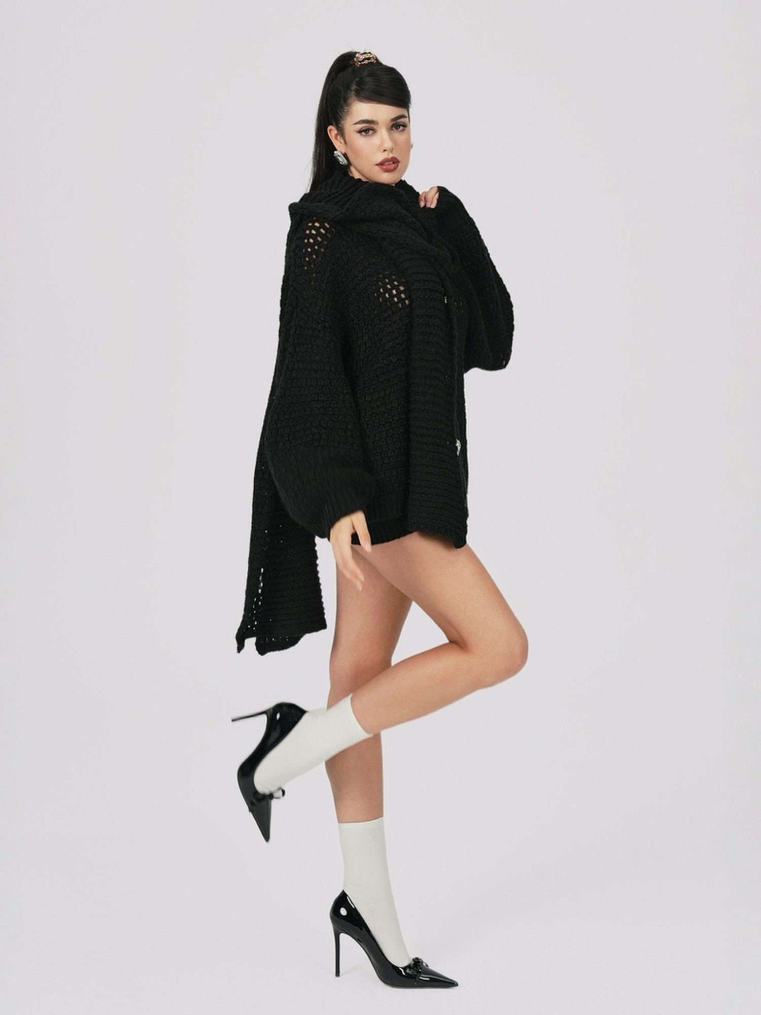 Alexis Cardigan + Scarf Set: Black Knit Set for Luxury Leisure | Nana Jacqueline