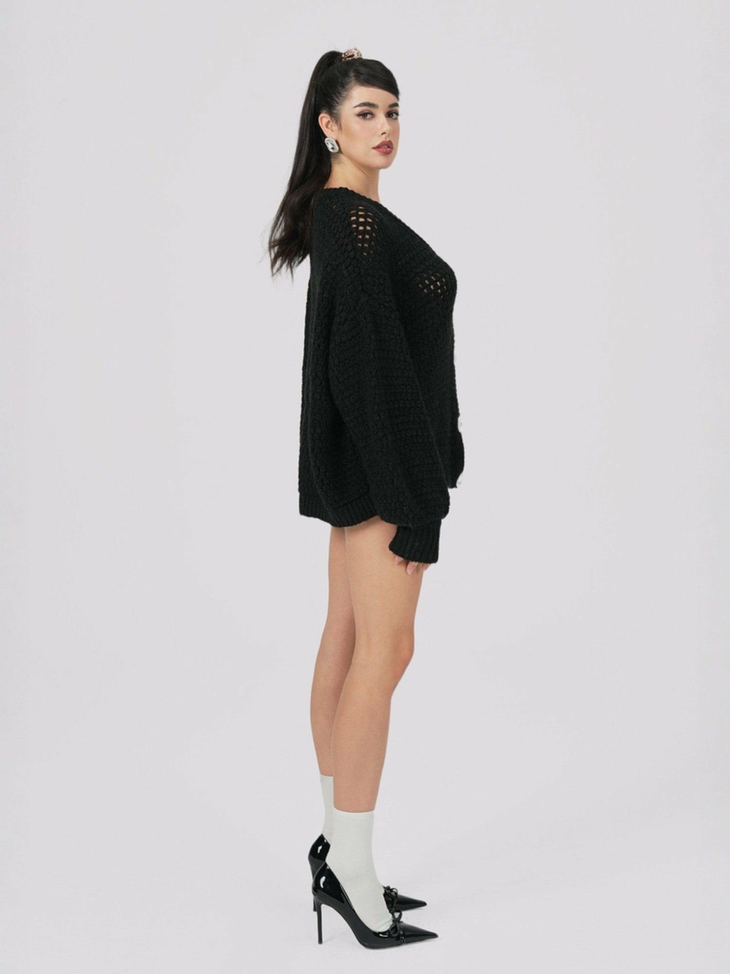 Alexis Cardigan + Scarf Set: Black Knit Set for Luxury Leisure | Nana Jacqueline