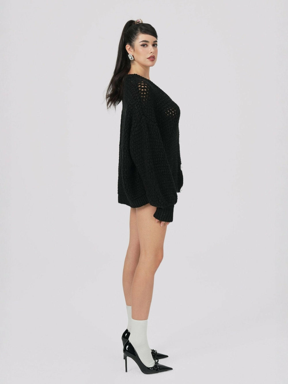 Alexis Cardigan + Scarf Set: Black Knit Set for Luxury Leisure | Nana Jacqueline