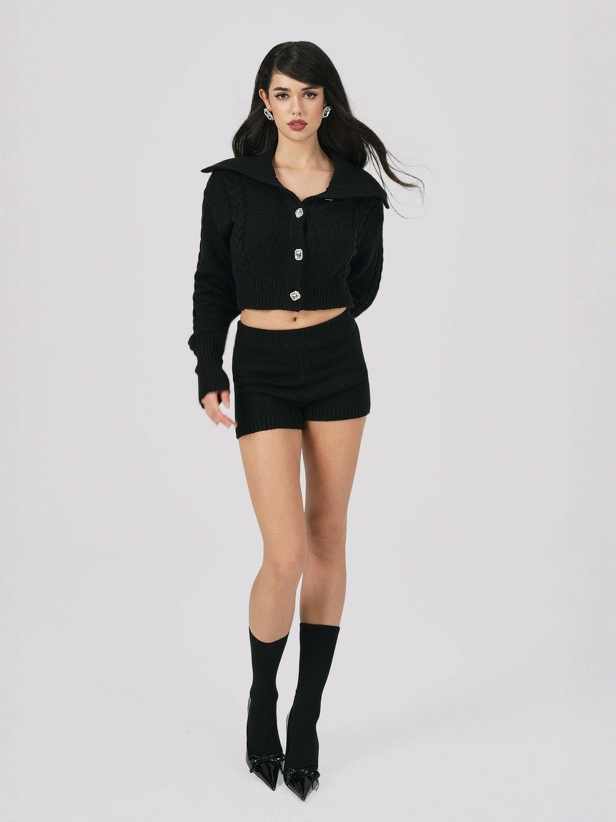Alexis Shorts: Black Knit Shorts for Resort Outfit | Nana Jacqueline